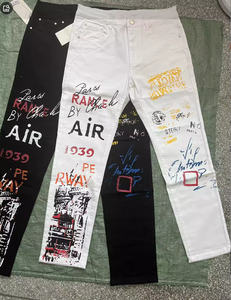 हाई स्ट्रीट फैशन पुरुषों जींस नाइट क्लब काले सफेद रंग के व्यक्तिगत डिजाइनर मुद्रित जींस पुरुषों पंक पैंट स्किनी हिप हॉप जींस - Product Image 6