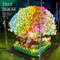 Bloques de Construcción de Plástico con Diseño de Sakura, Mini Suculentas, Flores de Cerezo, Juguetes de Bricolaje para Niños