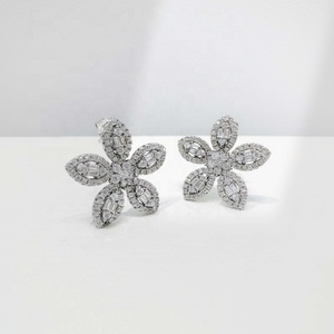 wholesale plata s925 sterling silver colorful flower <b>earring</b> luxury 18k gold plated enamel pink zircon big <b>fine</b> <b>stud</b> <b>earrings</b> - Product Image 1