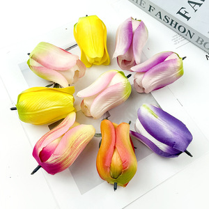 Cabezas de Tulipanes Europeos de Seda, Flores Artificiales de 10 cm o Menos para Decoración de Bodas, Hogar, Manualidades y Accesorios - Product Image 1