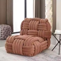 Canapé modulaire confortable et moderne en tissu de coton tissé et tricoté pour le salon
