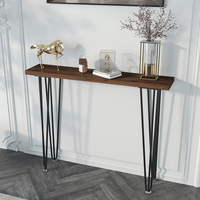 Console contemporaine américaine en bois massif, table d'appoint moderne et simple avec bande en fer forgé, longue et étroite, pour entrée, mur latéral, maison, chambre