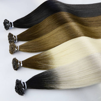 Ekstensi Rambut Rusia Mewah Virgin Hair Flat Tip Grosir Double Drawn Blonde Balayage Keratin Flat Tip Extensions Pabrik