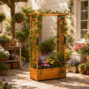 <span class=keywords><strong>Support</strong></span> de <span class=keywords><strong>plante</strong></span> en bois de sapin classique avec revêtement en poudre, treillis d'escalade, trou de drainage et système d'arrosage automatique pour <span class=keywords><strong>jardin</strong></span> intérieur et usage domestique - Product Image 4