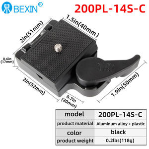 Blikin — kit de pinces de caméra dslr, accessoires professionnels, personnalisés, OEM dslr 200PL-14, à dégagement rapide, plaque QR, pour <span class=keywords><strong>Manfrotto</strong></span> et tête de trépied - Product Image 6