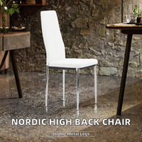 Chaise de salle à manger en cuir synthétique pour la maison, restaurant, cuisine, avec pieds en métal, dossier haut, vente en gros