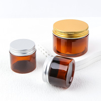 Pot en plastique ambré vide à large ouverture avec couvercle à vis pour crème visage et soins de la peau, disponible en 1oz, 2oz, 4oz, 6oz, 8oz, 12oz, 16oz