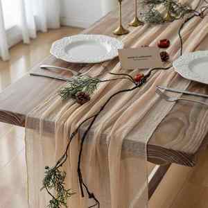 Camino de Mesa Decorativo para Bodas, Fiestas y Comedores, de Poliéster Arrugado, Suave, Duradero, Minimalista, Moderno, Bohemio y Rústico, en Varios Tamaños - Product Image 3
