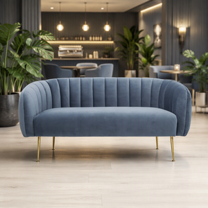Set <span class=keywords><strong>Moderno</strong></span> ed Elegante di Poltrona e Divano in Tessuto Rosa con Gambe in Metallo Dorato per Appartamenti e Hotel - Product Image 5