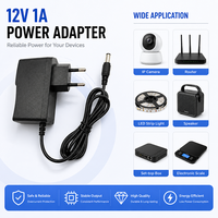 Adaptateur secteur AC/DC homologué FCC, prise EU, 12W 12V 1A, alimentation en matériau PC, adaptateur mural pour bande LED, routeur