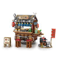 Modèle de briques miniatures de stands de nourriture de style hongkongais, vue de rue, blocs éducatifs, blocs de construction DIY, jouets de construction