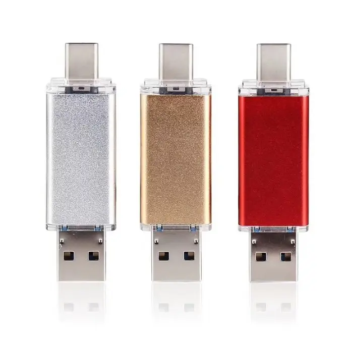 Bulk Günstige USB 3.1 Typ-C USB-Flash-Laufwerke 2 in1 Metall OTG USB-Stick für Mobiltelefon