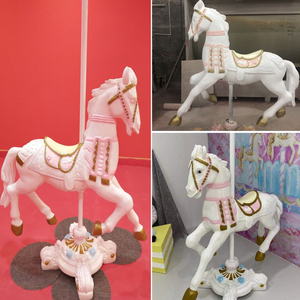 Carrousel taille réelle en fibre de verre, grande taille, joyeux go autour du cheval, statue de carrousel de parc d'attractions personnalisée - Product Image 4