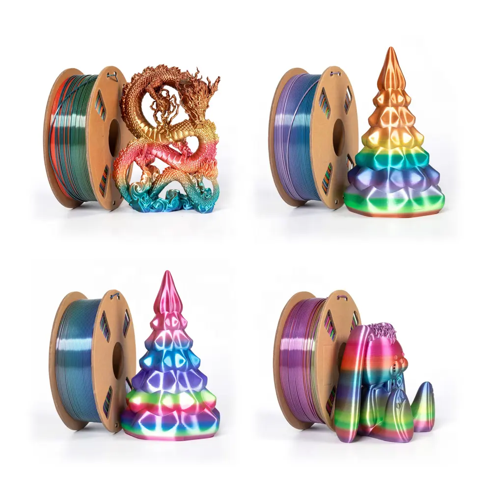 Filamento PLA Rainbow multicolorido brilhante para impressão 3D flexível de 1,75 mm, mudança rápida de cor gradiente, filamento pla para impressora 3D de 1kg 1,75 mm