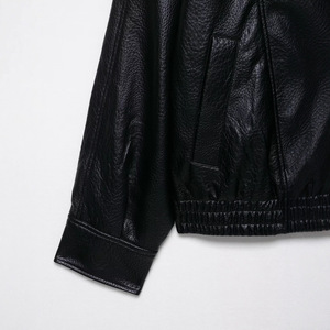 Veste en similicuir pour <span class=keywords><strong>femme</strong></span>, col montant, style motard, pour l'automne, noire, simple, élégante et polyvalente - Product Image 5
