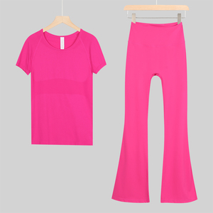 2025 Custom Logo Quick Dry Lightweight Yoga <b>Leggings</b> T-shirt Set Solid <b>Pattern</b> Breathable Eco-friendly Plus Size Front Logo - Product Image 4