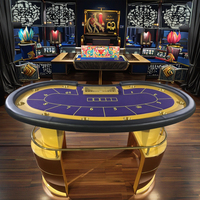 QINLONG luxe Texas Poker Table en acier inoxydable LED électronique Baccarat Mahjong personnalisable Casino fournitures de jeu