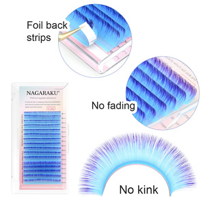NAGARAKU Color Easy Fanning Volume Extension ciglia Auto Fans ciglia marrone viola blu <span class=keywords><strong>Mix</strong></span> 9-15mm 16 linee <span class=keywords><strong>Mega</strong></span> Volume - Product Image 2