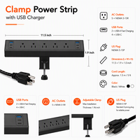 Multiprise de bureau personnalisable avec pince, 5 prises CA, chargeur rapide USB Type-C, rallonge électrique pour comptoir