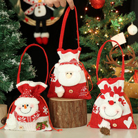 Nouveaux sacs cadeaux de Noël, sacs à bonbons, sacs cadeaux de Noël style jute à thème Père Noël, décorations de Noël, pochettes cadeaux