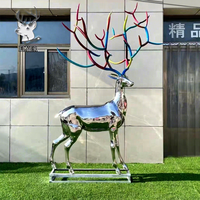 Décoration moderne personnalisée pour jardin extérieur Statue artisanale en métal de cerf animal en acier inoxydable Sculpture en acier inoxydable de cerf grandeur nature
