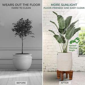 Soportes de plantas de madera de <span class=keywords><strong>acacia</strong></span> minimalistas modernos, soporte de pedestal interior bohemio de mediados de siglo utilizado con bonsái en centro comercial - Product Image 4