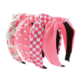 Serre-têtes larges pour femmes Citytrendi, motif floral à nœuds torsadés et perles, 14 cm, multifonctionnels, style vintage, avec nœud supérieur - Product Image 4