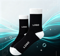 Chaussettes de sport personnalisées avec logo, unisexes, noir et blanc contrasté, en coton, mi-mollet, chaussettes de sport personnalisées