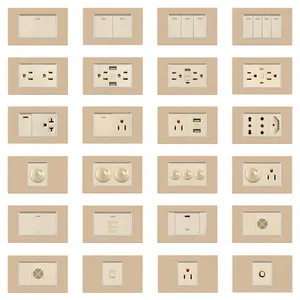 FIKO American Standard Tomadas de parede e interruptores 118 Tipo 15A Painel de desenho de alumínio dourado com USB/Tipo-c