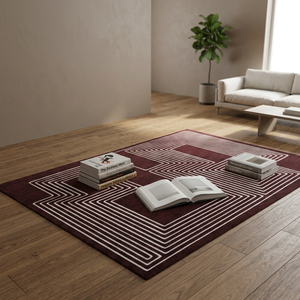Geometric Area <b>Rug</b> Rectangle Red White Pattern Wool Polyester Flat Weave Living Room <b>Non</b> <b>Slip</b> Latex Backing - Product Image 4