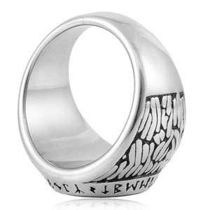 yunnique Viking Punk Men's <b>Titanium</b> Steel <b>Ring</b> Two-Tone Steel Compass Pattern Geometric Design Gift Jewelry - Product Image 3