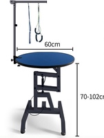 Table de toilettage pour animaux de compagnie, ronde et rotative, avec bras réglable et 3 boucles, table de coupe de poils hydraulique