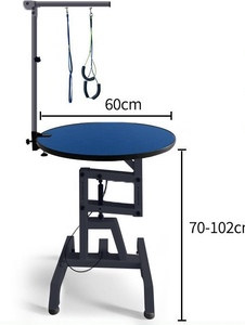 पालतू ग्रूमिंग टेबल सेट गोल घूर्णन बालों को काटने की टेबल हाइड्रोलिक लिफ्ट और 3 लूप 23.6 इंच टेबलटॉप चौड़ाई - Product Image 5