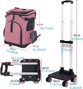 Wheeled Luxury Leather Solid Oxford Eco-Friendly Pet <b>Carrier</b> <b>Backpack</b> Removable Rolling Wheels Breathable Two-in-One Design for - Product Image 3