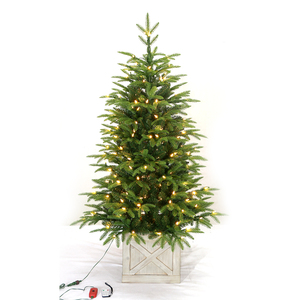 Arbre de pin artificiel extérieur simulé pré-éclairé plante en pot de noël Faux <span class=keywords><strong>arbuste</strong></span> en pot pour la décoration de jardin à la maison - Product Image 1