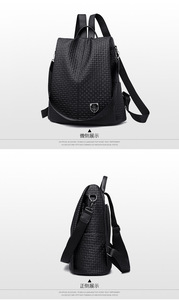 Wholesale Female <b>Black</b> <b>Backpacks</b> Pure Color High Capacity Travel <b>Backpack</b> PU Leather <b>School</b> Students Girls Bags - Product Image 4