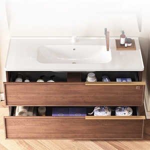 Intelligent Modern Bathroom <b>Vanity</b> Unit Ceramic Basin MDF Melamine Board Construction Lacquer Finish Wall-Mounted LED <b>Mirror</b> - Product Image 4