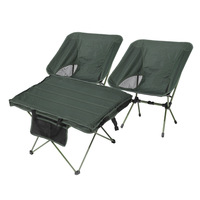 Meubles d'extérieur, chaise de camping portable, chaise lune, ensemble de table et de chaises pliantes en tissu Oxford métallique moderne en trois pièces, pique-nique