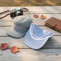 Gorra de Béisbol HOULIN de 6 Paneles con Bordado a Rayas, Visera Plana, Ajustable, de Algodón y Poliéster, para Adultos Unisex, para las Cuatro Estaciones