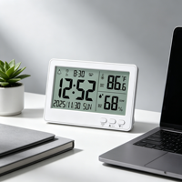 Horloge électronique multifonctionnelle à grand écran LCD, thermomètre, hygromètre, alarme silencieuse, alimentation par piles sèches, design minimaliste