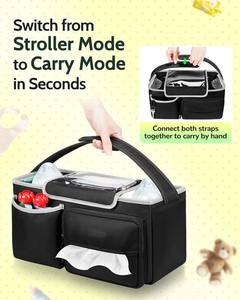 Bolsa organizadora de cochecito de mayor capacidad, organizador de cochecito ajustable con 2 portavasos aislados, bolsa de cochecito de fácil limpieza - Product Image 5