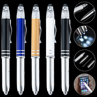 Stylo à bille de luxe HUA en métal avec pointe tactile, lumière LED et dessus en cristal pour le bureau, cadeau d'affaires
