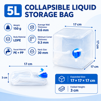 Sac de stockage de liquide pliable 5L 10L 15L 20L en LDPE EVA avec robinet PE PP 30mm, conteneur d'eau pliable