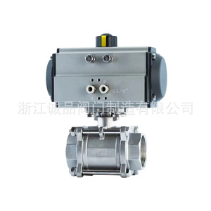 วาล์วบอลนิวเมติก Q611F 16P สแตนเลส 304/316L แบบเกลียว ชนิดสามชิ้น สำหรับน้ำ แก๊ส น้ำมัน รองรับ OEM - Product Image 2