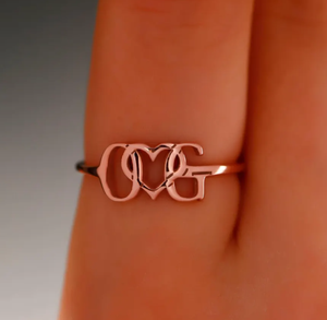 Cincin awal pasangan personalisasi dengan hati kustom dua huruf cincin janji hadiah untuk pacar grosir perhiasan buatan tangan - Product Image 4