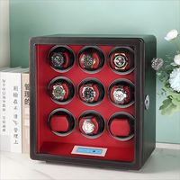 Caja enrolladora de reloj de lujo de cuero automático órbita pantalla personalizada de alta calidad pantalla táctil de 9 ranuras Premium con huella dactilar de pie