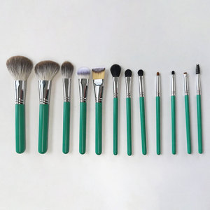 Set de 12 <span class=keywords><strong>Brochas</strong></span> de Maquillaje con Logotipo Personalizado, Color Verde, <span class=keywords><strong>para</strong></span> <span class=keywords><strong>Ojos</strong></span>, Rostro, Base, Rubor, Herramientas de Maquillaje, Pelo Sintético, <span class=keywords><strong>Brochas</strong></span> de Maquillaje Profesionales - Product Image 4