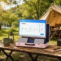 Hub de divertissement portable Android 14 de 27 pouces avec écran tactile, haut-parleurs doubles intégrés de 45 W et étui de transport protecteur