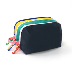 Colorful Vintage Style Three-Layer Stainless Steel Zipper Cosmetic Toiletry <b>Bag</b> Color Blocking Double Opening <b>Large</b> Capacity - Product Image 2