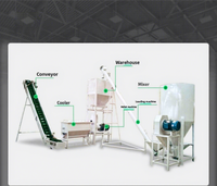 Ligne de production automatique d'aliments fins pour volailles, lapins et moutons, capacité de 1 tonne par heure, machine à granulés pour fourrage